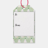 Verdroogde witte kerstbomen Groene Ster & Ornament Cadeaulabel (Achterkant)