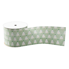 Verdroogde witte kerstbomen Groene Ster & Ornament Grosgrain Lint