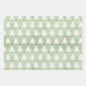 Verdroogde witte kerstbomen Groene Ster & Ornament Inpakpapier Vel (Voorkant)