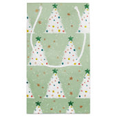 Verdroogde witte kerstbomen Groene Ster & Ornament Klein Cadeauzakje (Achterkant)