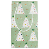 Verdroogde witte kerstbomen Groene Ster & Ornament Klein Cadeauzakje (Voorkant)