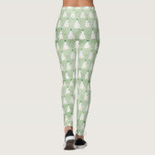 Verdroogde witte kerstbomen Groene Ster & Ornament Leggings (Achterkant)