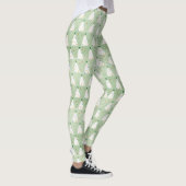 Verdroogde witte kerstbomen Groene Ster & Ornament Leggings (Rechts)