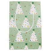 Verdroogde witte kerstbomen Groene Ster & Ornament Medium Cadeauzakje (Voorkant)