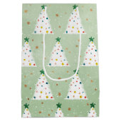 Verdroogde witte kerstbomen Groene Ster & Ornament Medium Cadeauzakje (Achterkant)