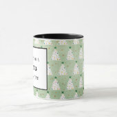 Verdroogde witte kerstbomen Groene Ster & Ornament Mok (Midden)