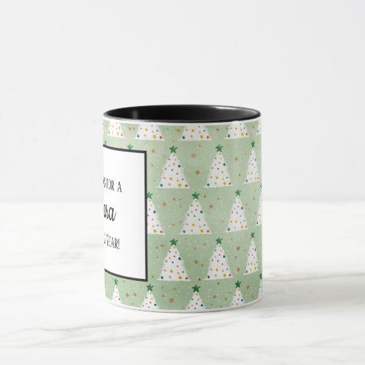 Verdroogde witte kerstbomen Groene Ster & Ornament Mok (Midden)