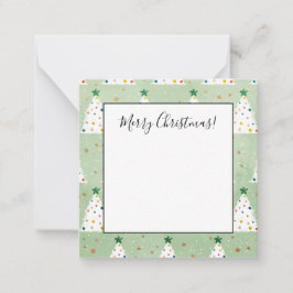 Verdroogde witte kerstbomen Groene Ster & Ornament Notitiekaartje