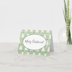 Verdroogde witte kerstbomen Groene Ster & Ornament Notitiekaartje