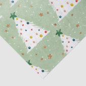 Verdroogde witte kerstbomen Groene Ster & Ornament Tissuepapier (Detail)