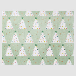 Verdroogde witte kerstbomen Groene Ster & Ornament Tissuepapier