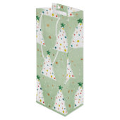 Verdroogde witte kerstbomen Groene Ster & Ornament Wijn Cadeautas (Achterkant Gekanteld)
