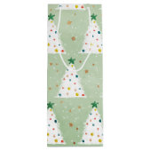 Verdroogde witte kerstbomen Groene Ster & Ornament Wijn Cadeautas (Achterkant)
