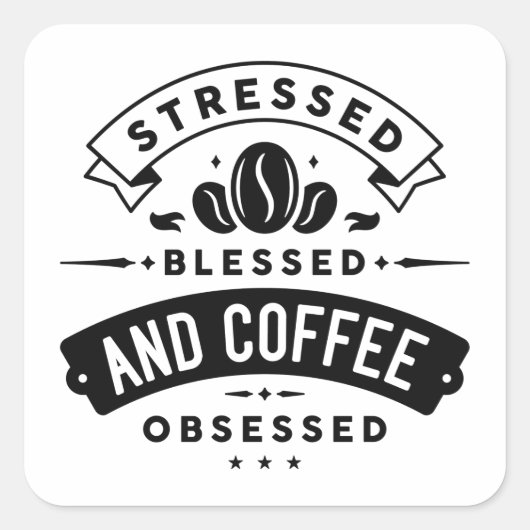 Verdrukt gebak en koffie geobsedeerd vierkante sticker (Voorkant)