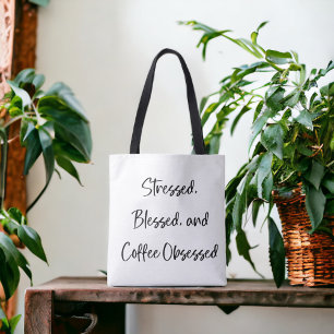 Verdrukte koffie en geobsedeerde koffie tote bag