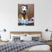 Verdrukte Whippet-hond op goktafel Canvas Afdruk (Insitu (Slaapkamer))