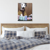 Verdrukte Whippet-hond op goktafel Canvas Afdruk (Insitu (Slaapkamer))
