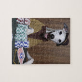 Verdrukte Whippet-hond op goktafel Legpuzzel (Horizontaal)