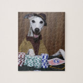 Verdrukte Whippet-hond op goktafel Legpuzzel (Verticaal)