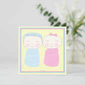 Verdubbel de Joy!  Twin Boy Girl Shower Kaart (Staand voorkant)