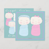 Verdubbel de Joy!  Twin Boy Girl Shower Kaart (Voorkant / Achterkant)