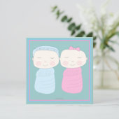 Verdubbel de Joy!  Twin Boy Girl Shower Kaart (Staand voorkant)