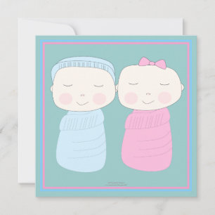 Verdubbel de Joy!  Twin Boy Girl Shower Kaart