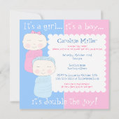 Verdubbel de Joy!  Twin Boy Girl Shower Kaart (Achterkant)