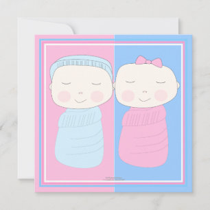 Verdubbel de Joy!  Twin Boy Girl Shower Kaart