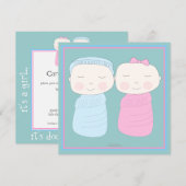 Verdubbel de Joy!  Twin Boy Girl Shower Kaart (Voorkant / Achterkant)