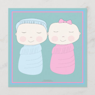 Verdubbel de Joy!  Twin Boy Girl Shower Kaart