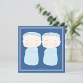 Verdubbel de Joy!  Twin Boy Shower-uitnodiging Kaart (Staand voorkant)