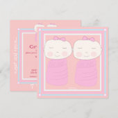 Verdubbel de Joy!  Twin Girl Shower-uitnodiging Kaart (Voorkant / Achterkant)