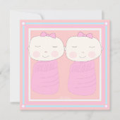 Verdubbel de Joy!  Twin Girl Shower-uitnodiging Kaart (Voorkant)