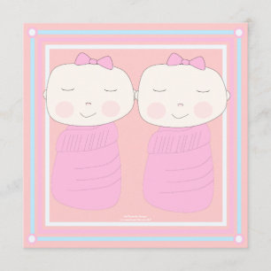 Verdubbel de Joy!  Twin Girl Shower-uitnodiging Kaart