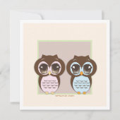 Verdubbel de Joy!  Twin Owl Boy Girl Baby shower Kaart (Voorkant)