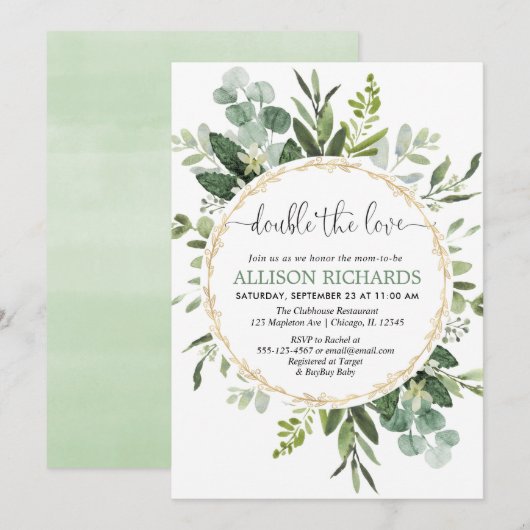 Verdubbel de liefdestweeling genderneutraal groen. kaart (Voorkant / Achterkant)