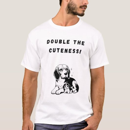 Verdubbel de schattigheid! grappige hond t-shirt (Voorkant)