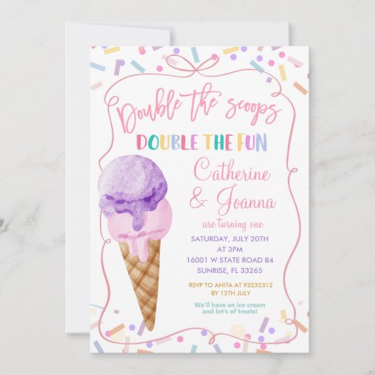 Verdubbel de schepjes Dubbel Leuk Verjaardag IJs Kaart (Voorkant)