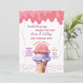 Verdubbel de verjaardag van de Scoop Ice Cream Twi Kaart (Staand voorkant)