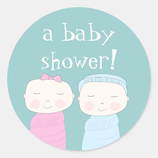 Verdubbel de vreugde! Tweeling-Baby shower Ronde Sticker (Voorkant)