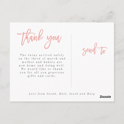 Verdubbel het briefkaart van de vreugdetweelinggeb (Achterkant)