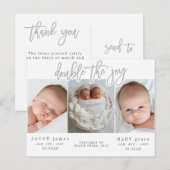 Verdubbel het briefkaart van de vreugdetweelinggeb (Voorkant / Achterkant)