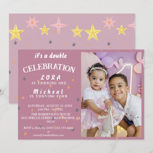 Verdubbel het plezier! Gewrichtsbroer of -zus verj Kaart (Voorkant / Achterkant)