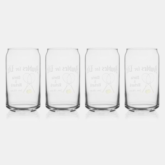 Verdubbeling van het leven Tennis Wedding Blikvorm Glas (Achterkant)