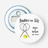 Verdubbeling van het leven Tennis Wedding Button Flesopener (Voorkant)