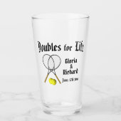 Verdubbeling van het leven Tennis Wedding Glas (Voorkant)