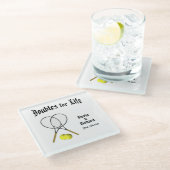 Verdubbeling van het leven Tennis Wedding Glazen Onderzetter (Schuin)