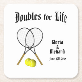 Verdubbeling van het leven Tennis Wedding Kartonnen Onderzetters