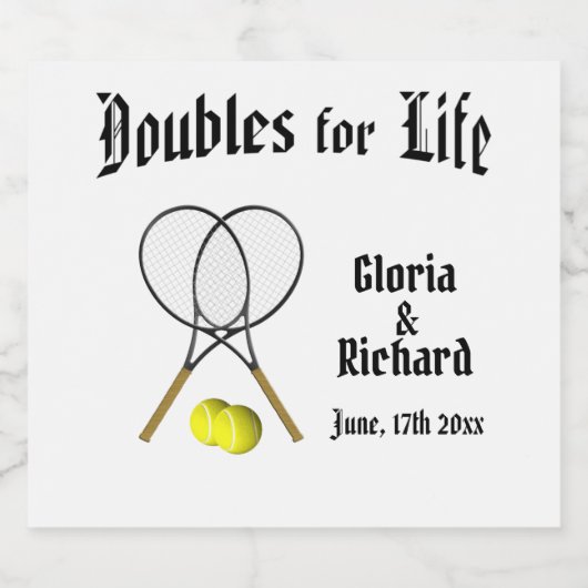 Verdubbeling van het leven Tennis Wedding Sparkling Wijnetiket (Enkel label)